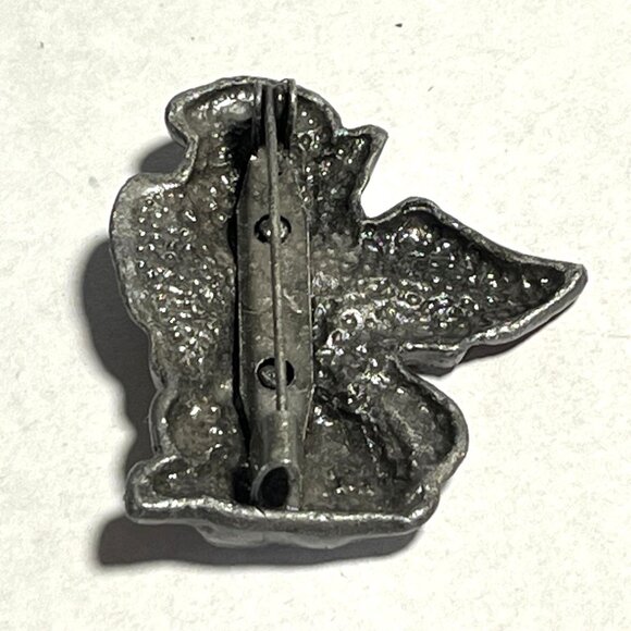 Vintage Pewter Cat Angel Pin Brooch - Picture 3 of 3